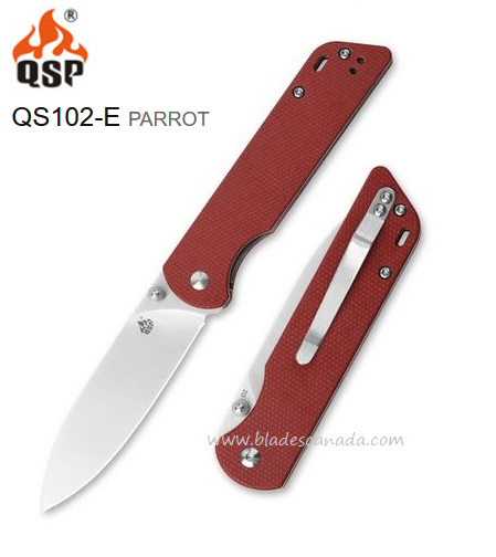 QSP Parrot Folding Knife, D2 Steel, Micarta Red, QS102-E - Click Image to Close